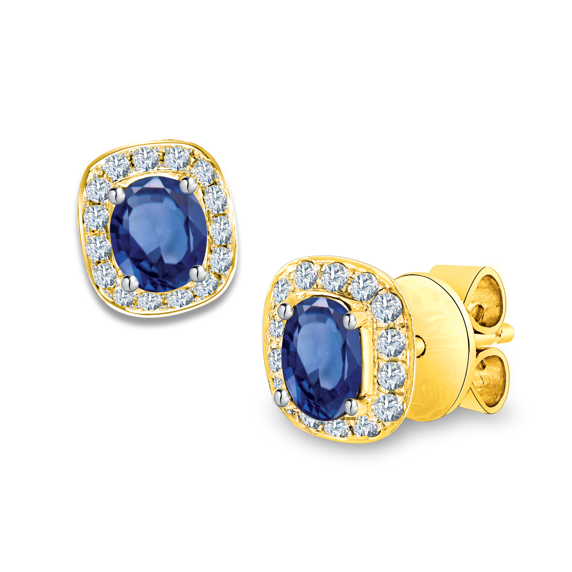 Diamond Blue Sapphire Earrings